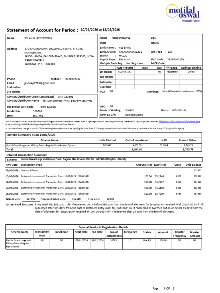 Statement 910136986554 2026215 | PDF | Cheque