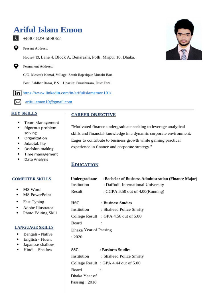 Emon CV | PDF | Dhaka | World Politics