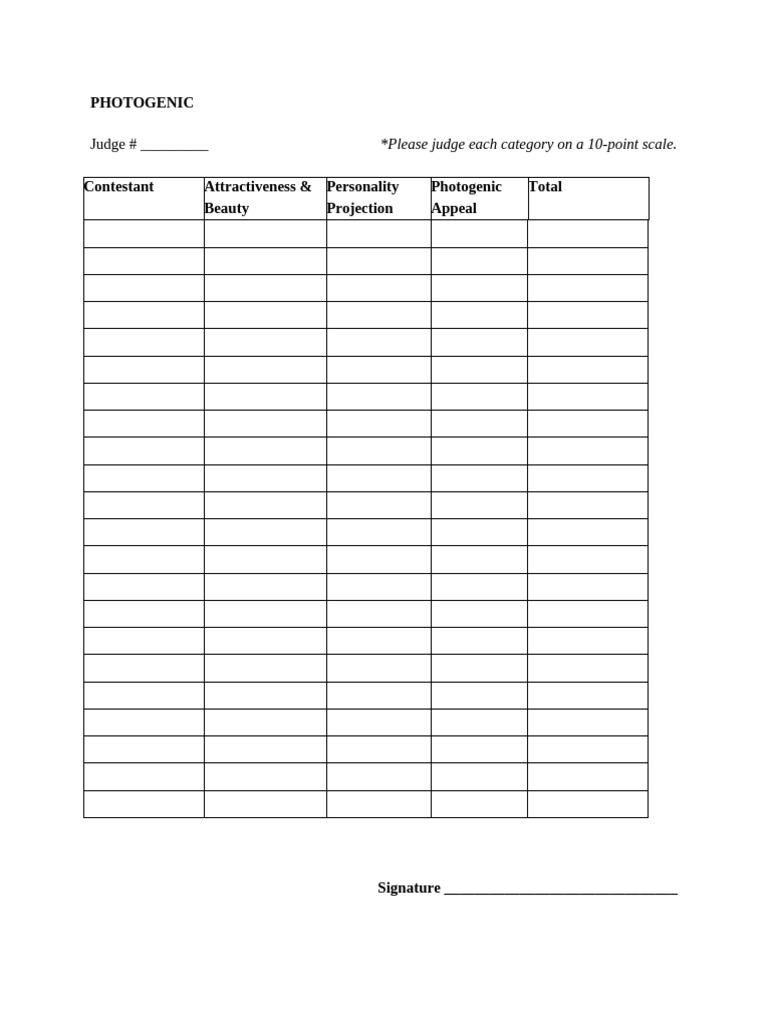 Mapj Photogenic Score Sheet | PDF