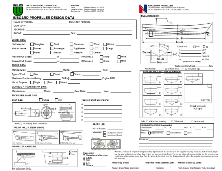 Unilox Propeller Data Sheet | PDF | Propeller | Watercraft