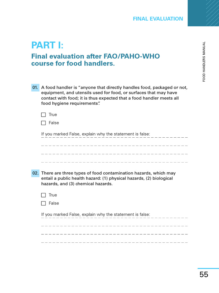 Food Handler Manual Quiz | PDF | Foodborne Illness | Food Safety