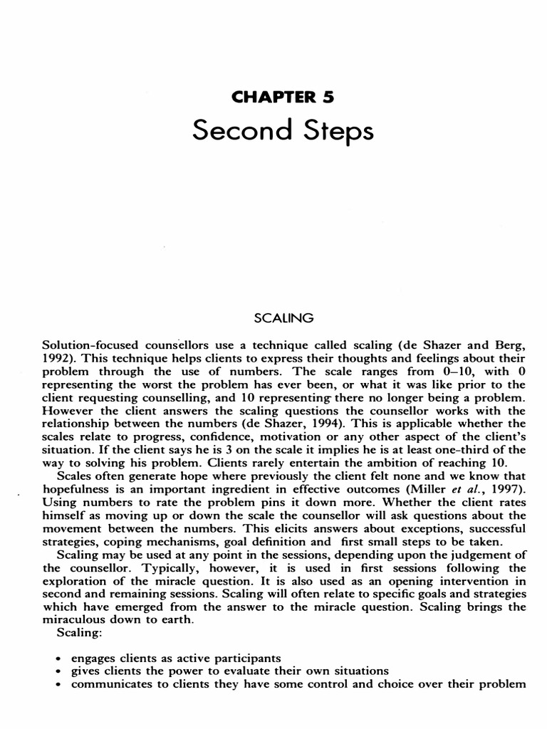 Solution-Focused Stress Counselling - (CHAPTER 5 Second Steps) | PDF ...