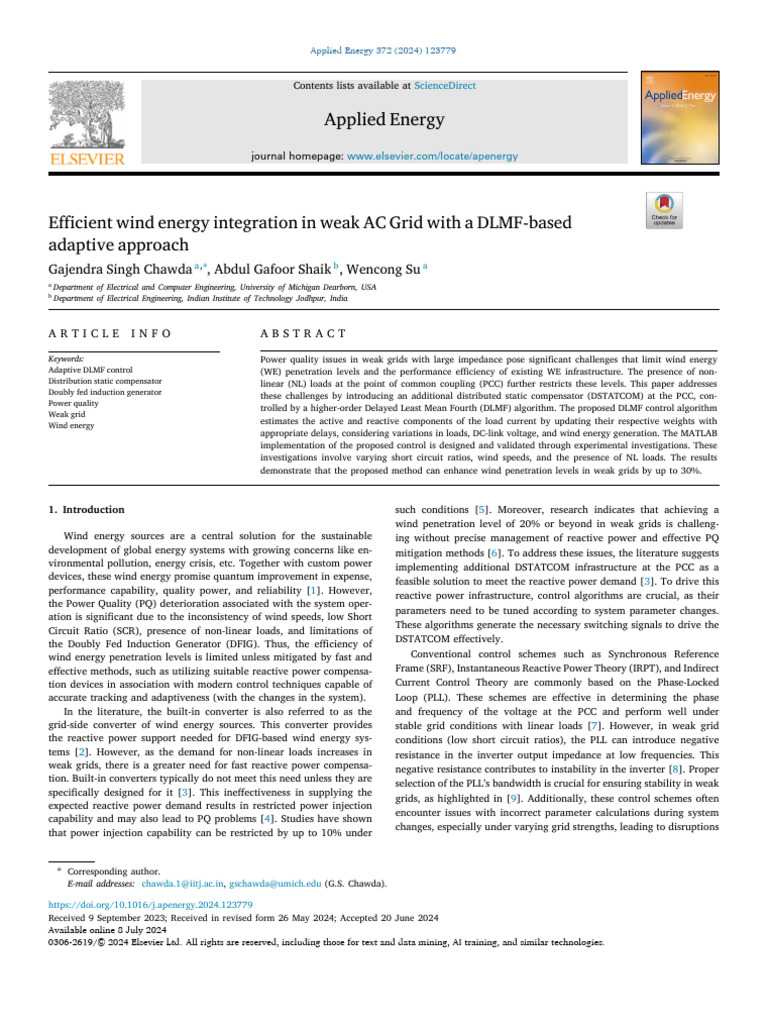 Efficient Wind Energy Integration in Weak AC Grid With A DLMF-based ...