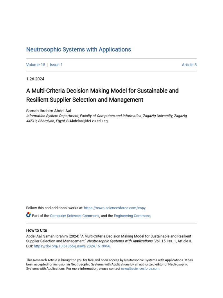 A Multi-Criteria Decision Making Model For Sustainable and Resili | PDF ...