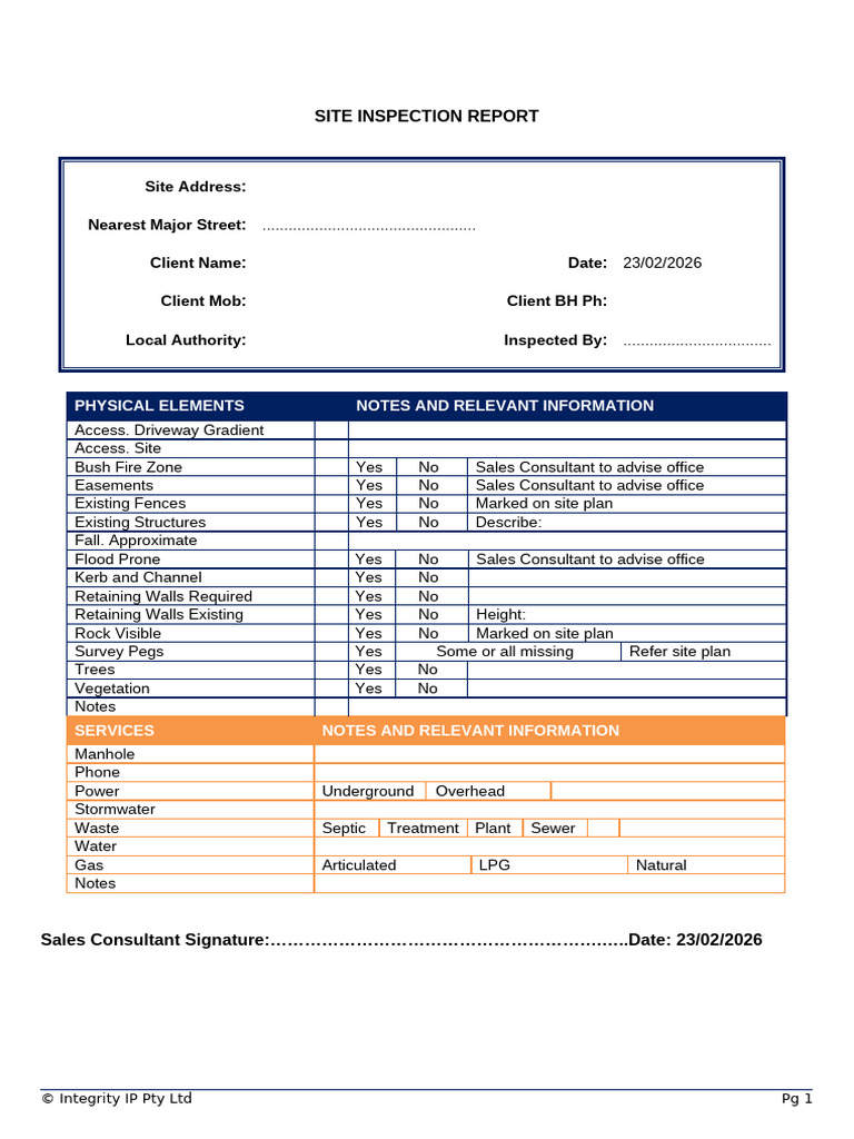 Site Inspection Report (751470) | PDF