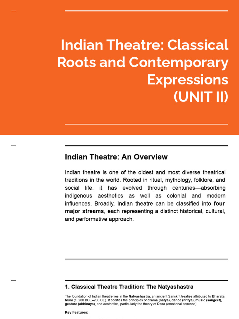 Indian Theatre - Classical Roots and Contemporary Expressions (UNIT II ...