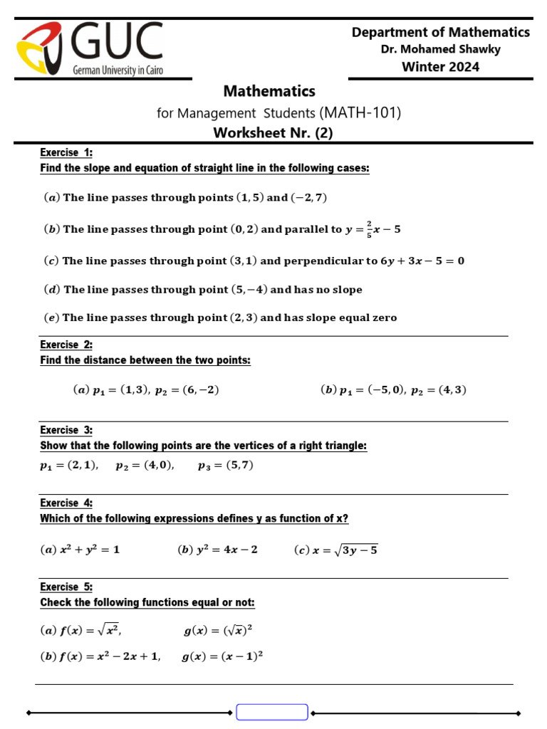 Worksheet 2 | PDF