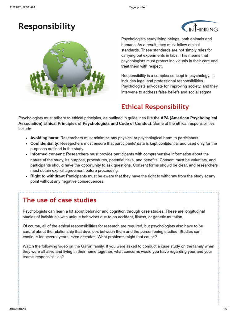 Responsibility | PDF | Psychology | Informed Consent