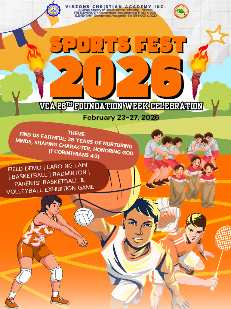 School Sports Festival Program in Orange and Green Illustrative ...