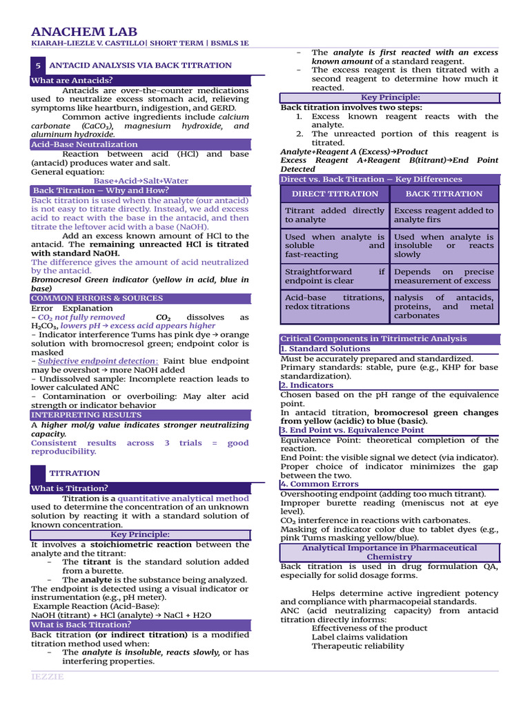Anachem Lab | PDF | Titration | Chemistry