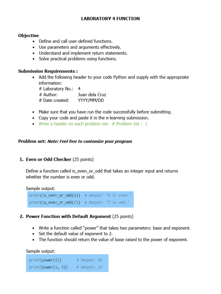 Laboratory 4 Function | PDF