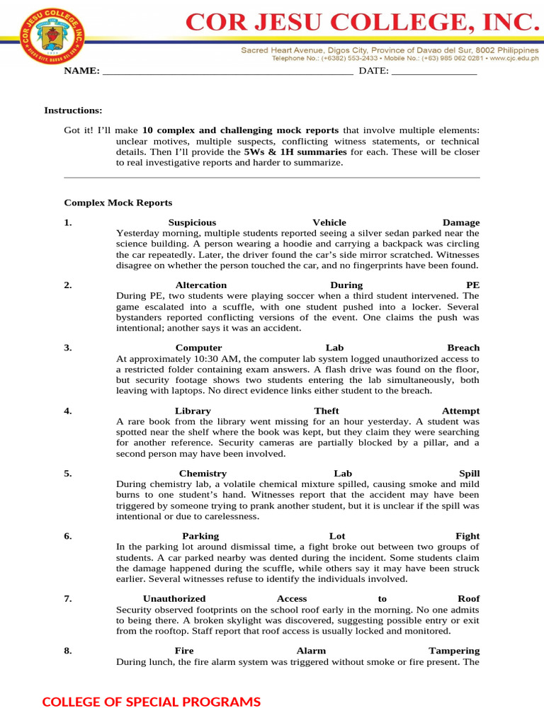 Module 3 Mock Reports Qa | PDF