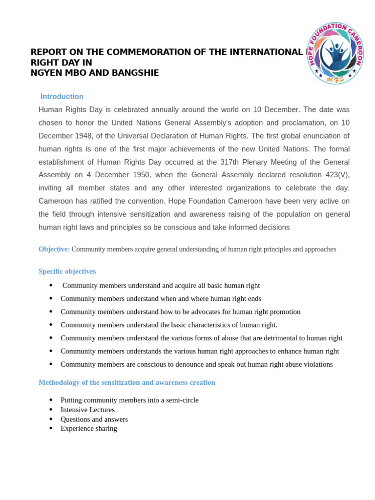 A Report On The International Human Right Day All IRC Communities | PDF ...