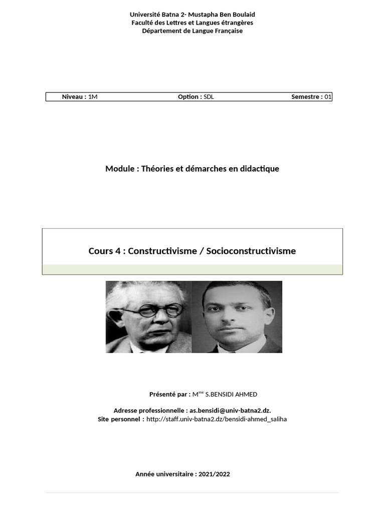 Constructivisme Et Socioconstructivisme 2022 | PDF | Constructivisme ...