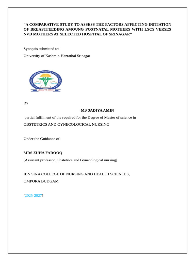 A Comparative Study To Assess The Factors Affecting Initiation of ...