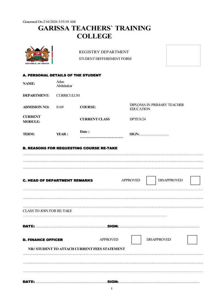 Course Retake Form - 2!16!2026 5 - 55 - 19 AM | PDF