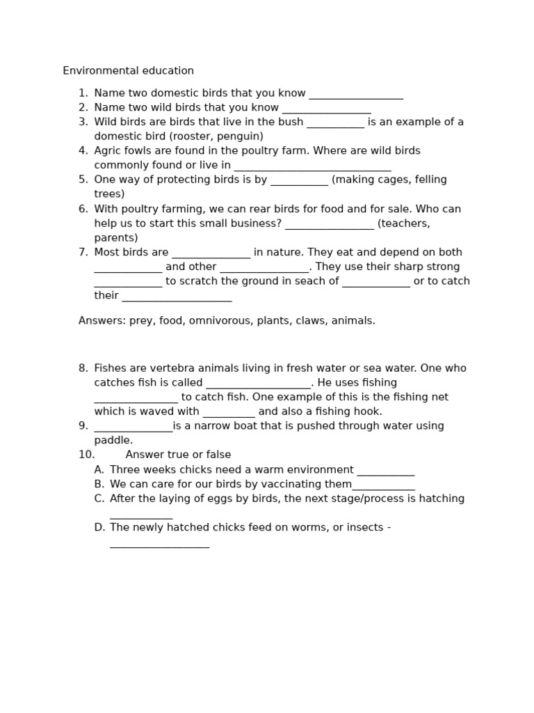 Environmental Education Questions | PDF