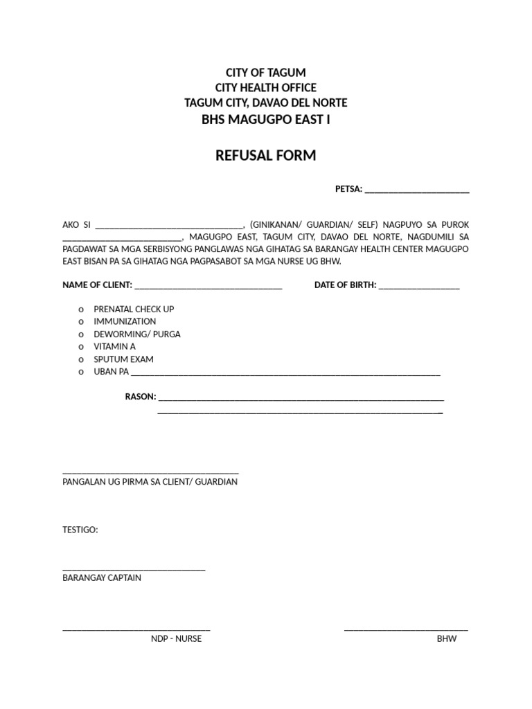 Bhs Refusal Form | PDF
