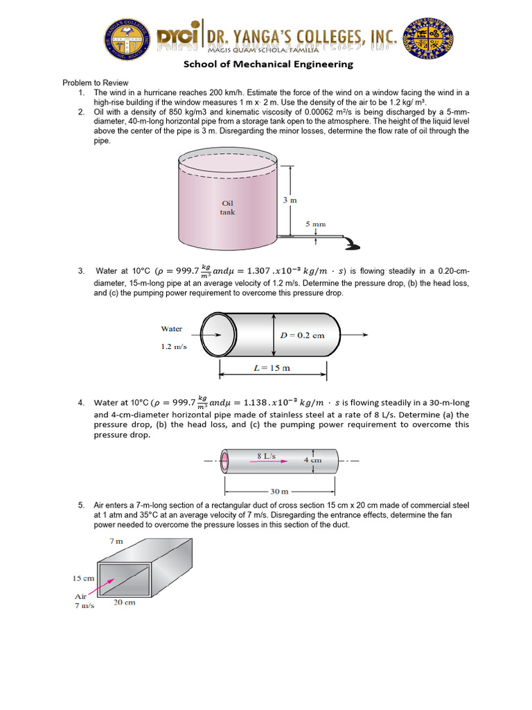 Problems To Review | PDF | Pressure | Viscosity