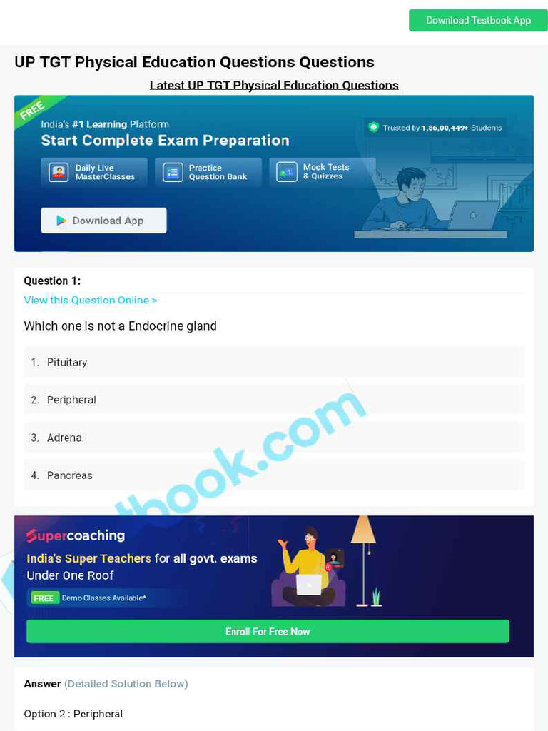 Up TGT Physical Education Questions 673f33c4a57e1c72f1a90144 | PDF