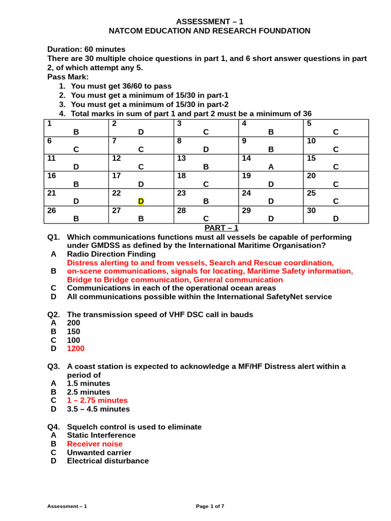 ASSESSMENT 1 ANSWER KEY Revised 12112025 | PDF | Electronics | Radio Wave