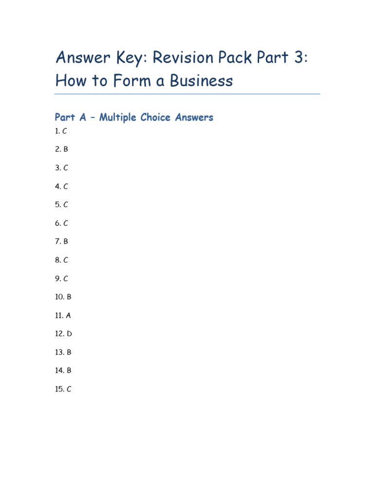 Business Q2 - Revision Answer Key | PDF