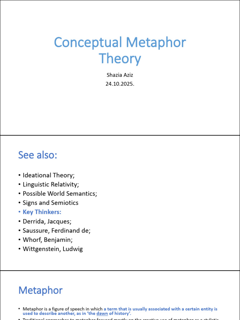 Conceptual Metaphor Theory | PDF | Metaphor | Semantics