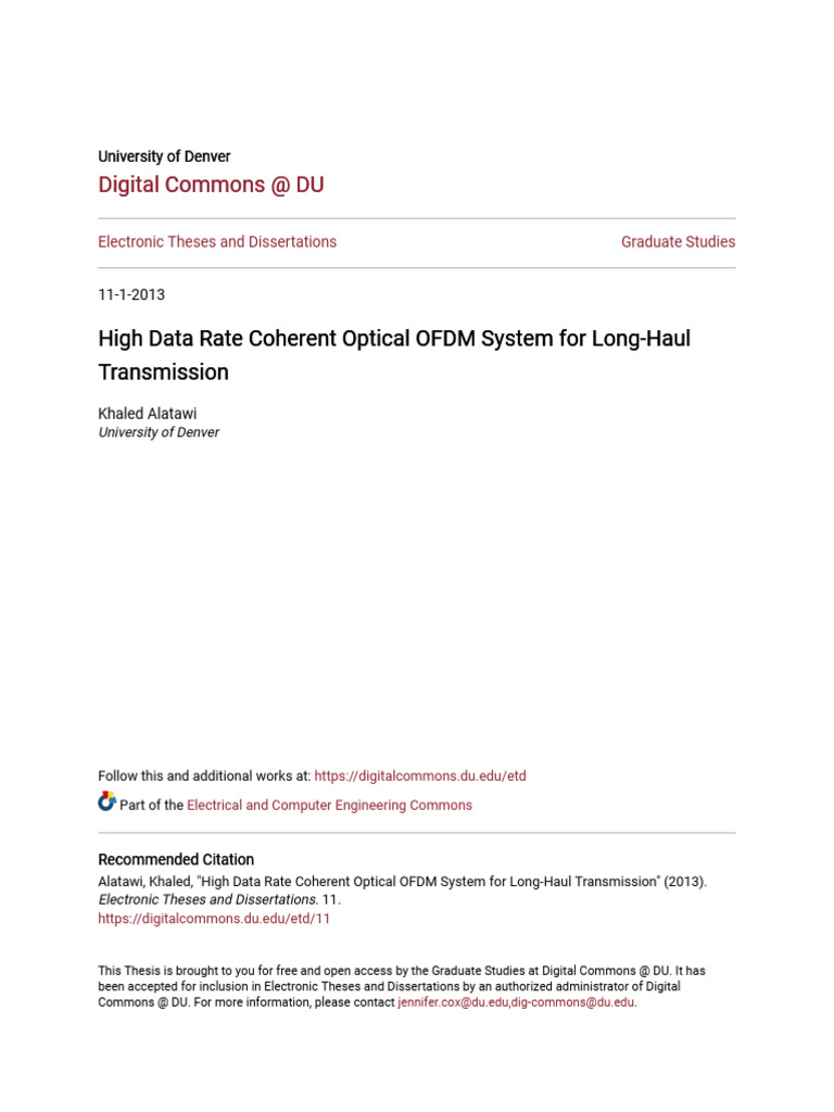 High Data Rate Coherent Optical OFDM System For Long-Haul | PDF | Fiber ...