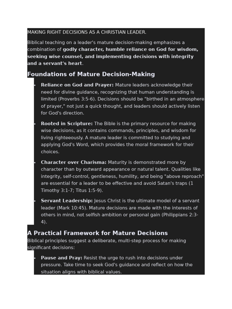 Christian Decision Making | PDF | Wisdom | Bible