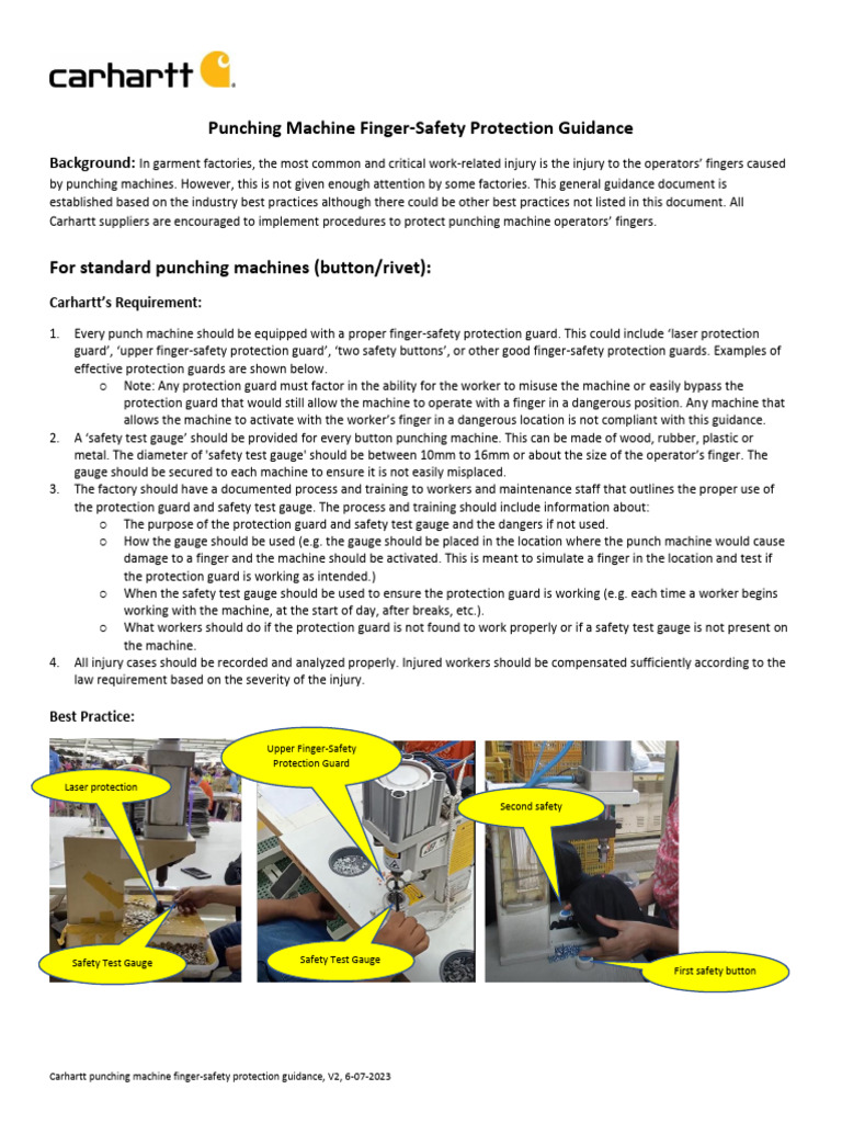 Button Punching Machine Safety Protection Guidance - V2 - 6.07.2023 | PDF