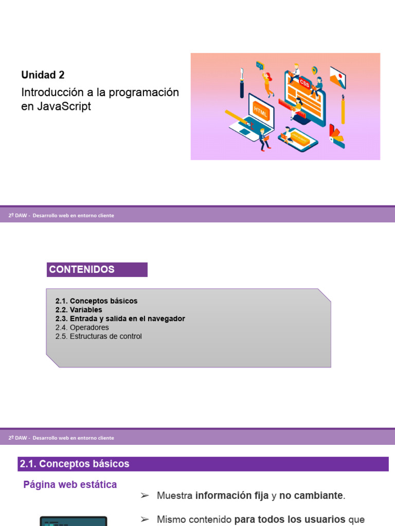 UT2 - 1 Introducción A JavaScript. Variables. Entrada y Salida en ...