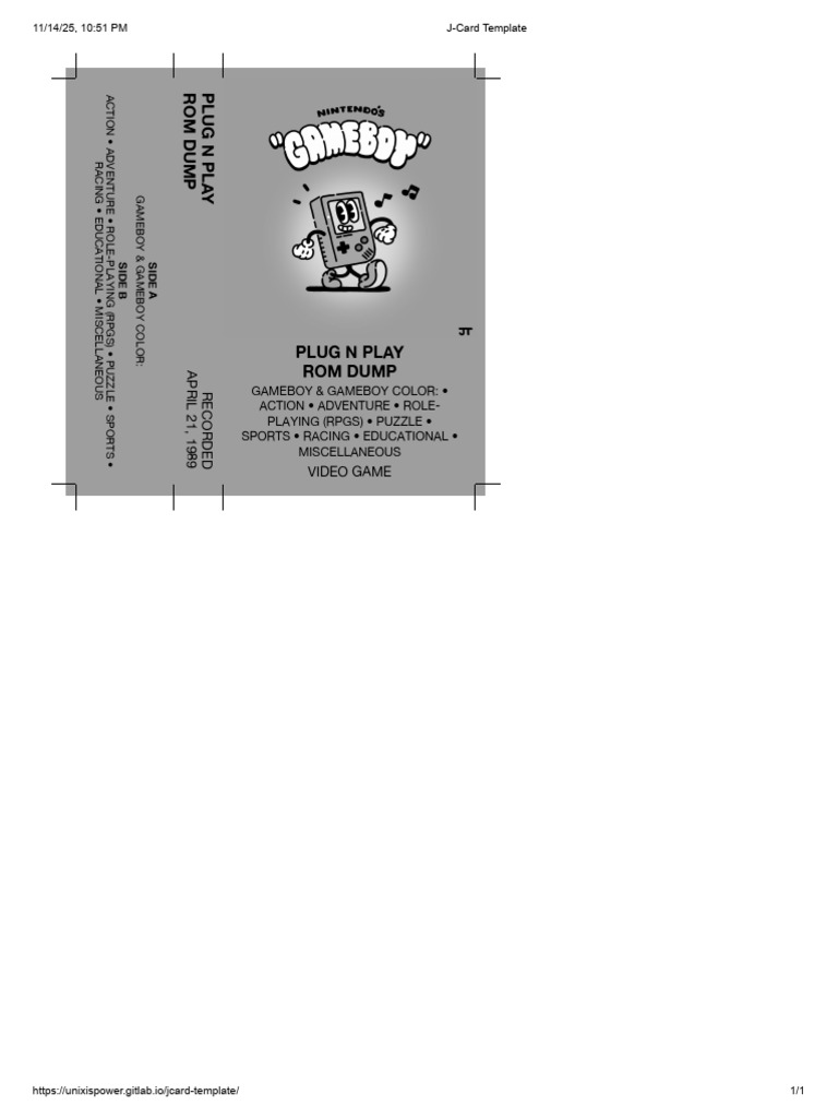 Rom J-Card Template | PDF