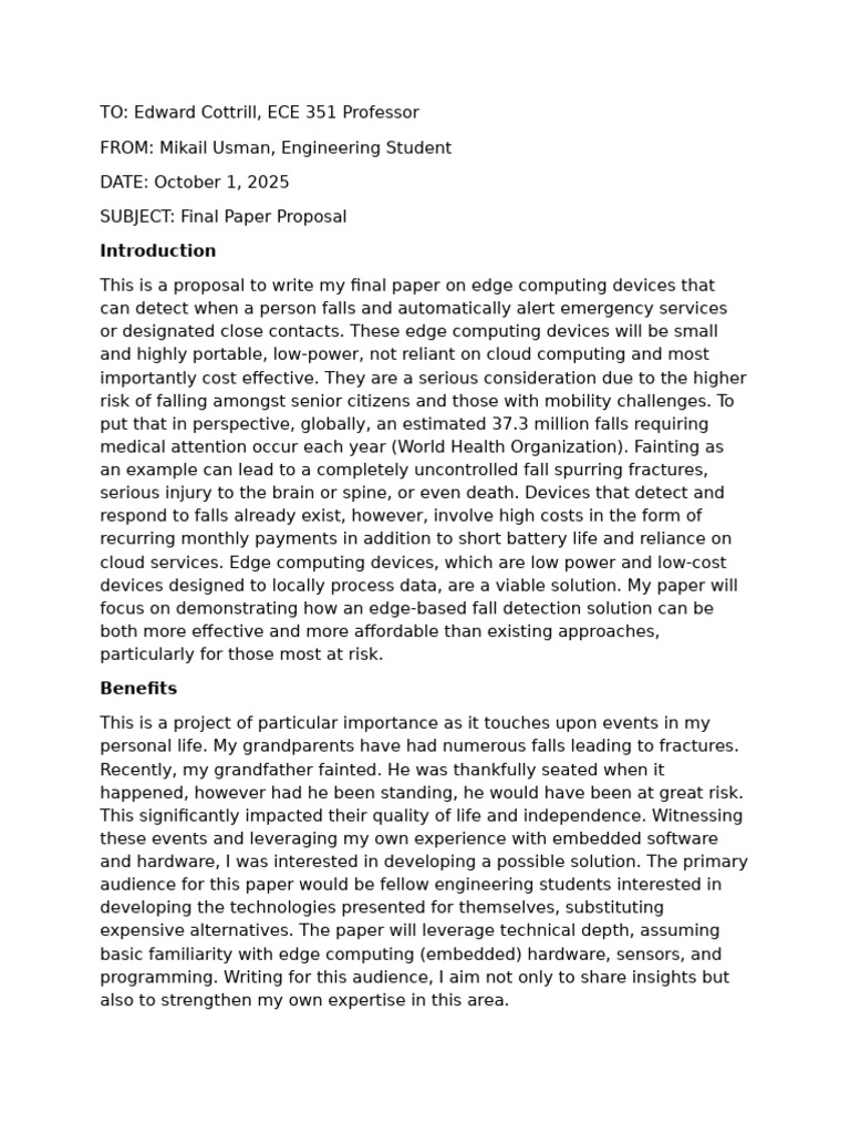 Draft Engineering Project Proposal | PDF | Computing