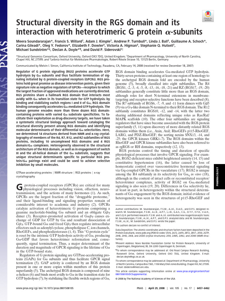 Soundararajan Et Al 2008 Structural Diversity in the Rgs Domain and Its ...