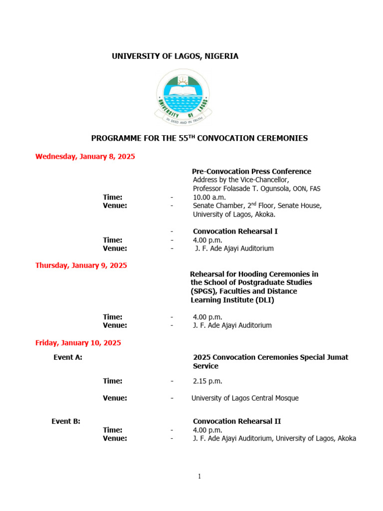 Edited 2025 Convocation Programme-Corrected Final | PDF | Educational ...