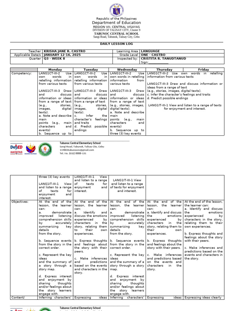Q3 Week 8 | PDF | Curriculum | Vocabulary