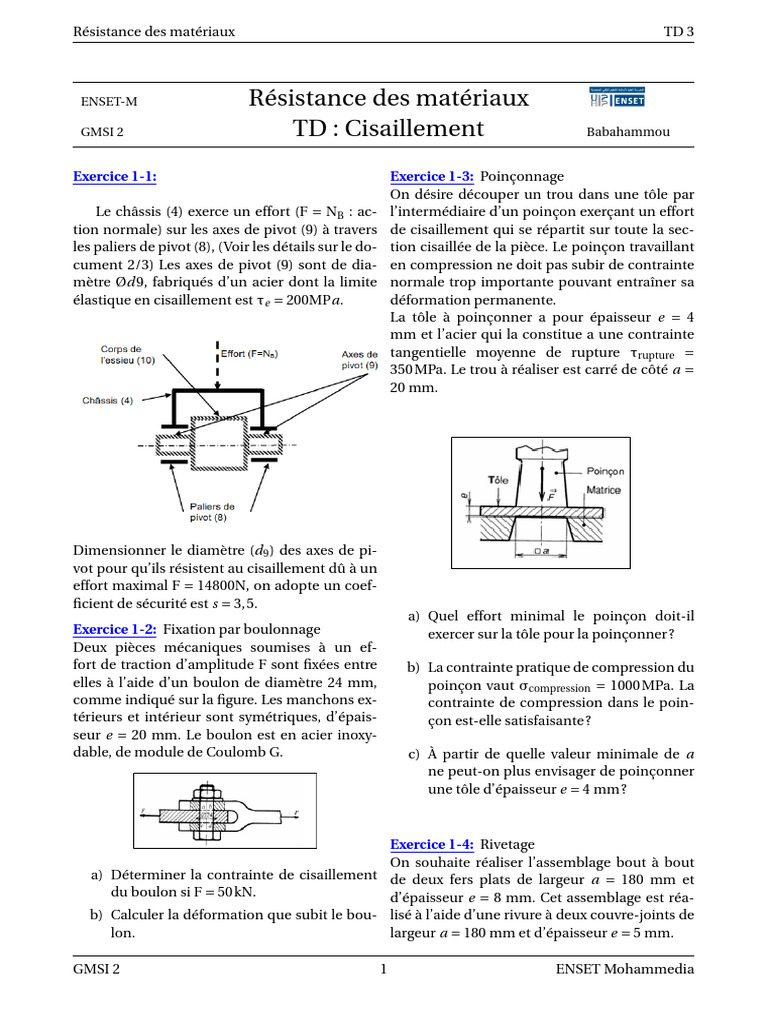 RDM TD3 | PDF | Contrainte de cisaillement | Résistance des matériaux