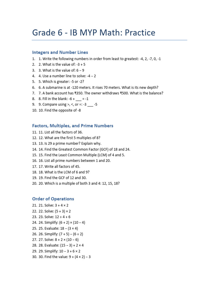 Grade 6 IB | PDF