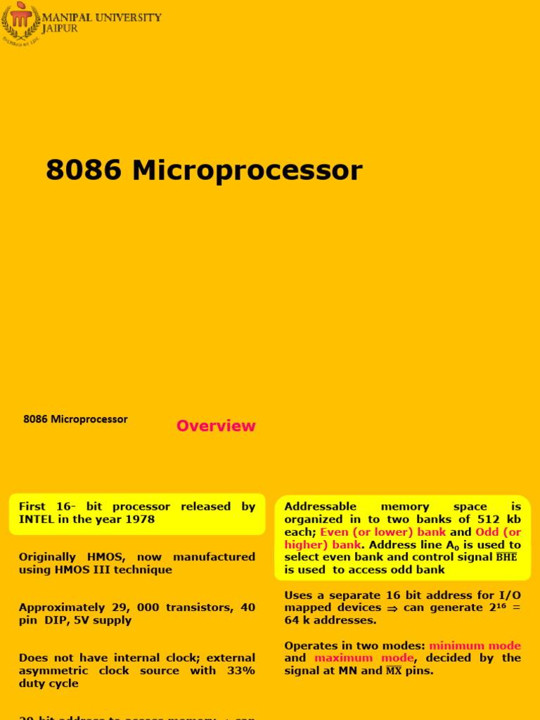 8086 Micrprocessor - Introduction, Architecture and Pin Details | PDF ...
