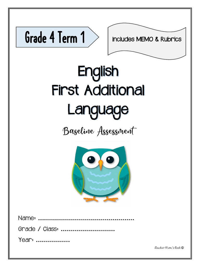 Eng Fal Baseline Assessment GR 4 Term 1 | PDF | Verb | Subject (Grammar)