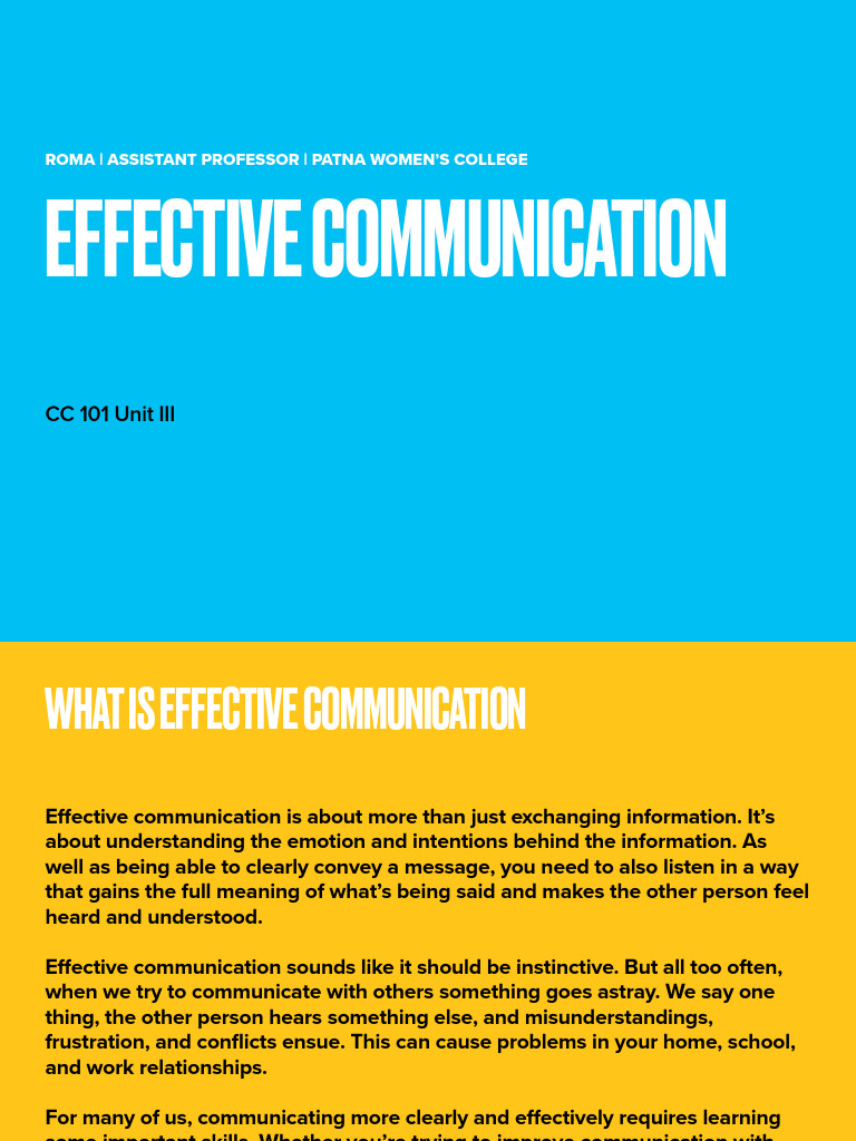 Effective Communication | PDF | Body Language | Communication