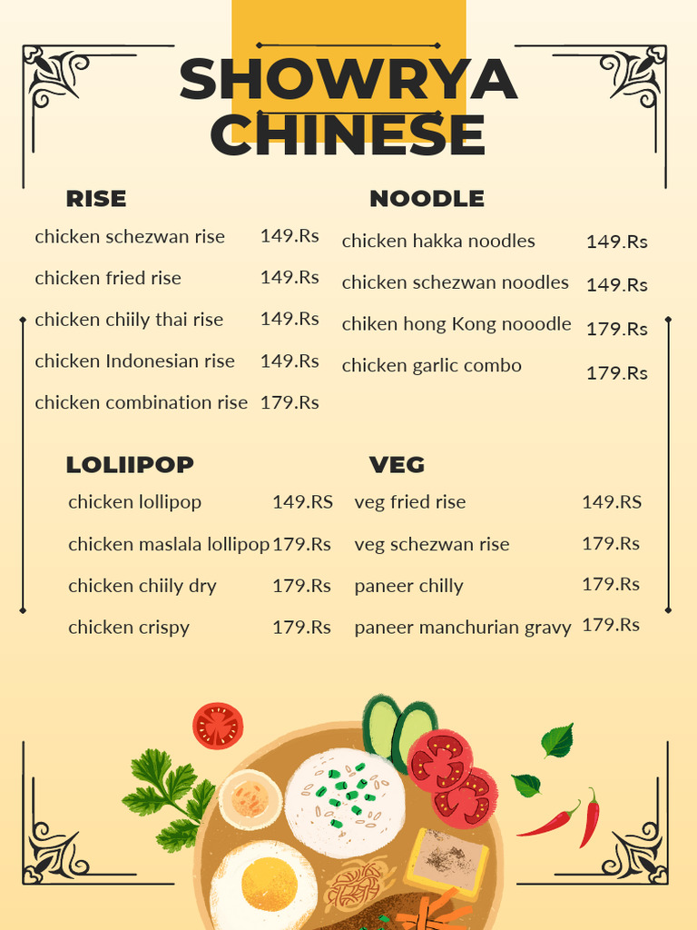 Red Orange Chinese Menu | PDF