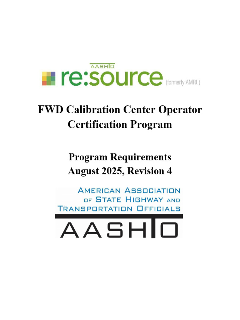 AASHTO FWD Program Requirements | PDF