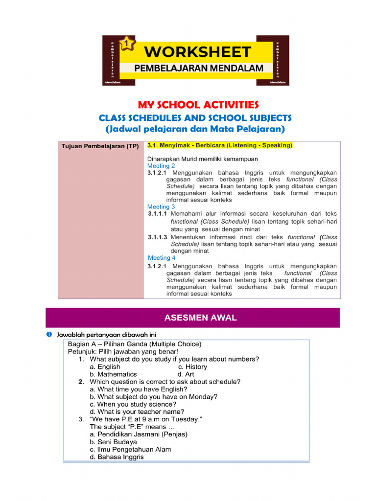PPM KELAS 7 IKM - My School Activities. Share 1 (K) | PDF