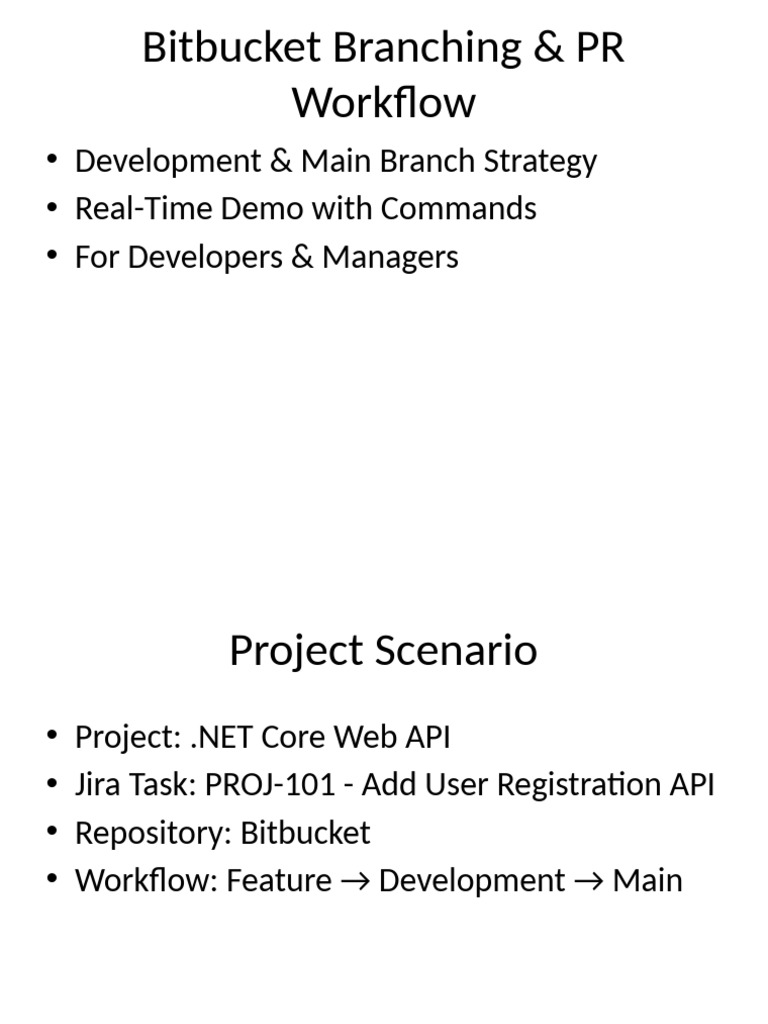 Bitbucket Workflow Demo Presentation With Speaker Notes | PDF