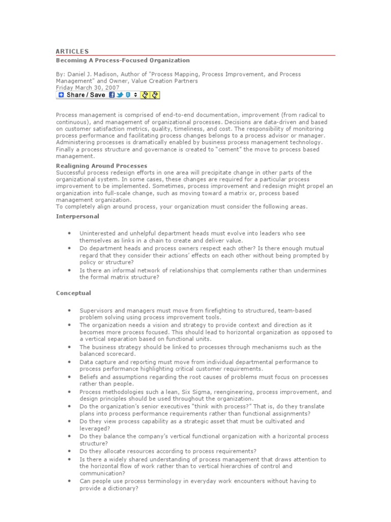Process-Focused Organization Strategies | PDF | Business Process ...