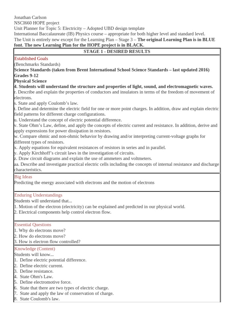 CarlsonEDUC660 Hope Project | PDF | Electrical Resistance And ...
