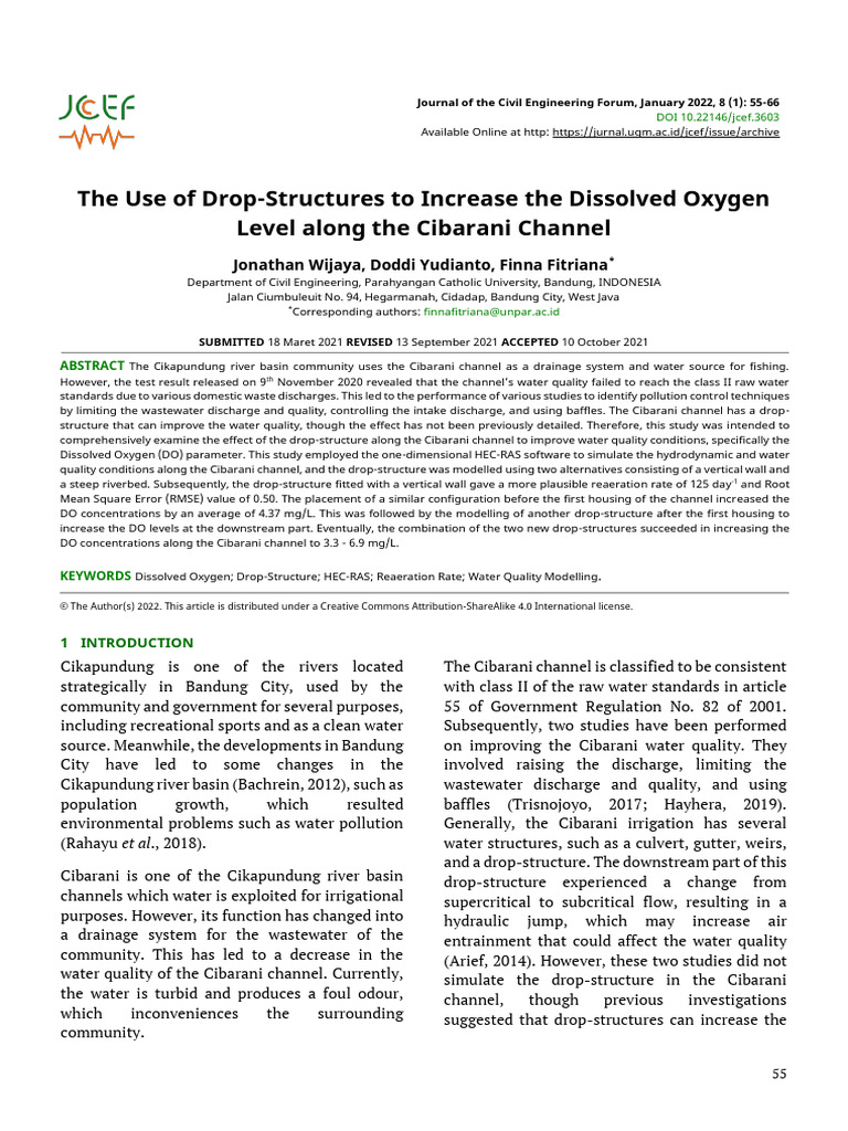 The Use of Drop Structures To Increase The Dissolved Oxygen Level Along ...