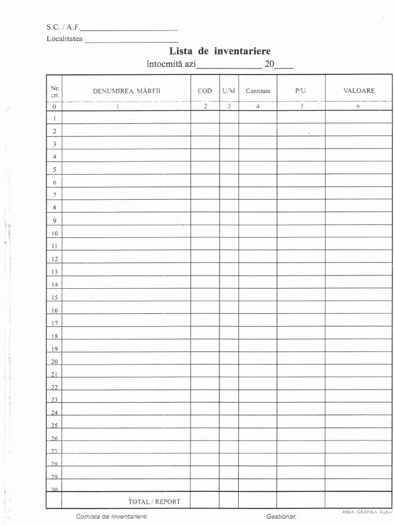 Lista de Inventariere | PDF