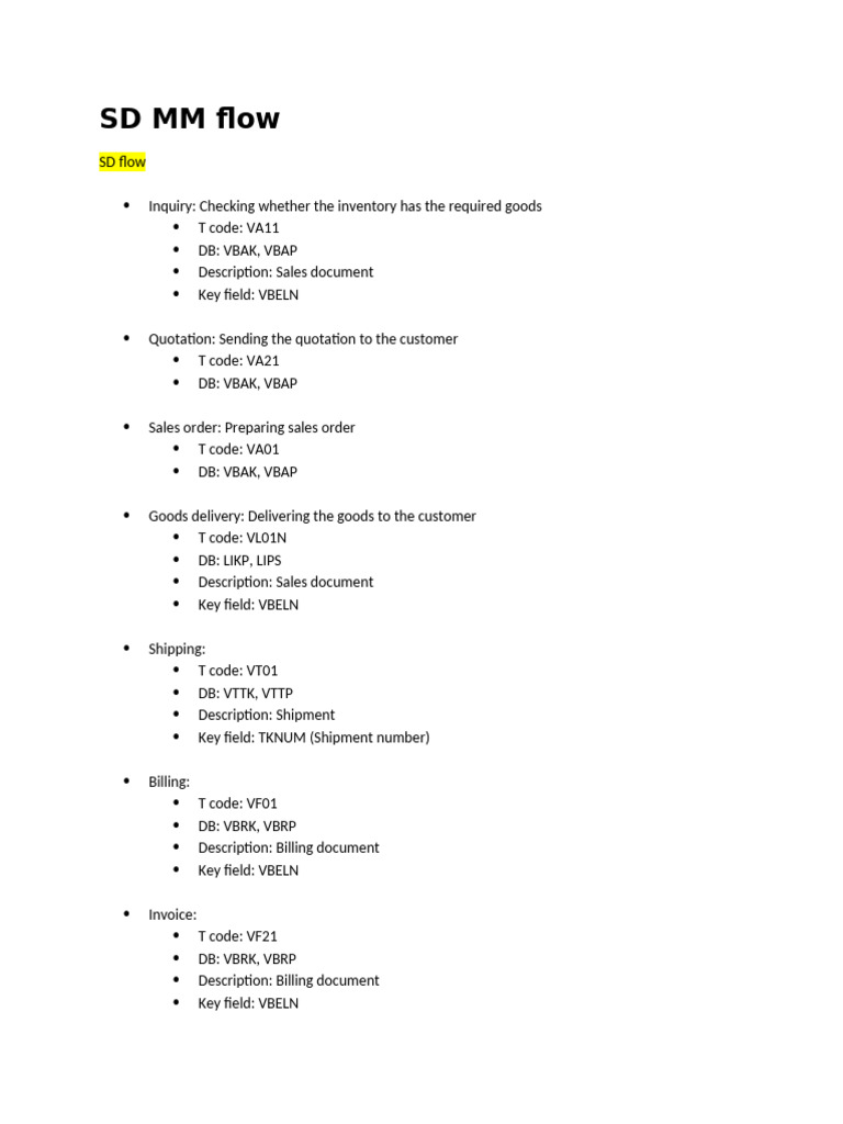 SD MM Flow | PDF | Receipt | Business
